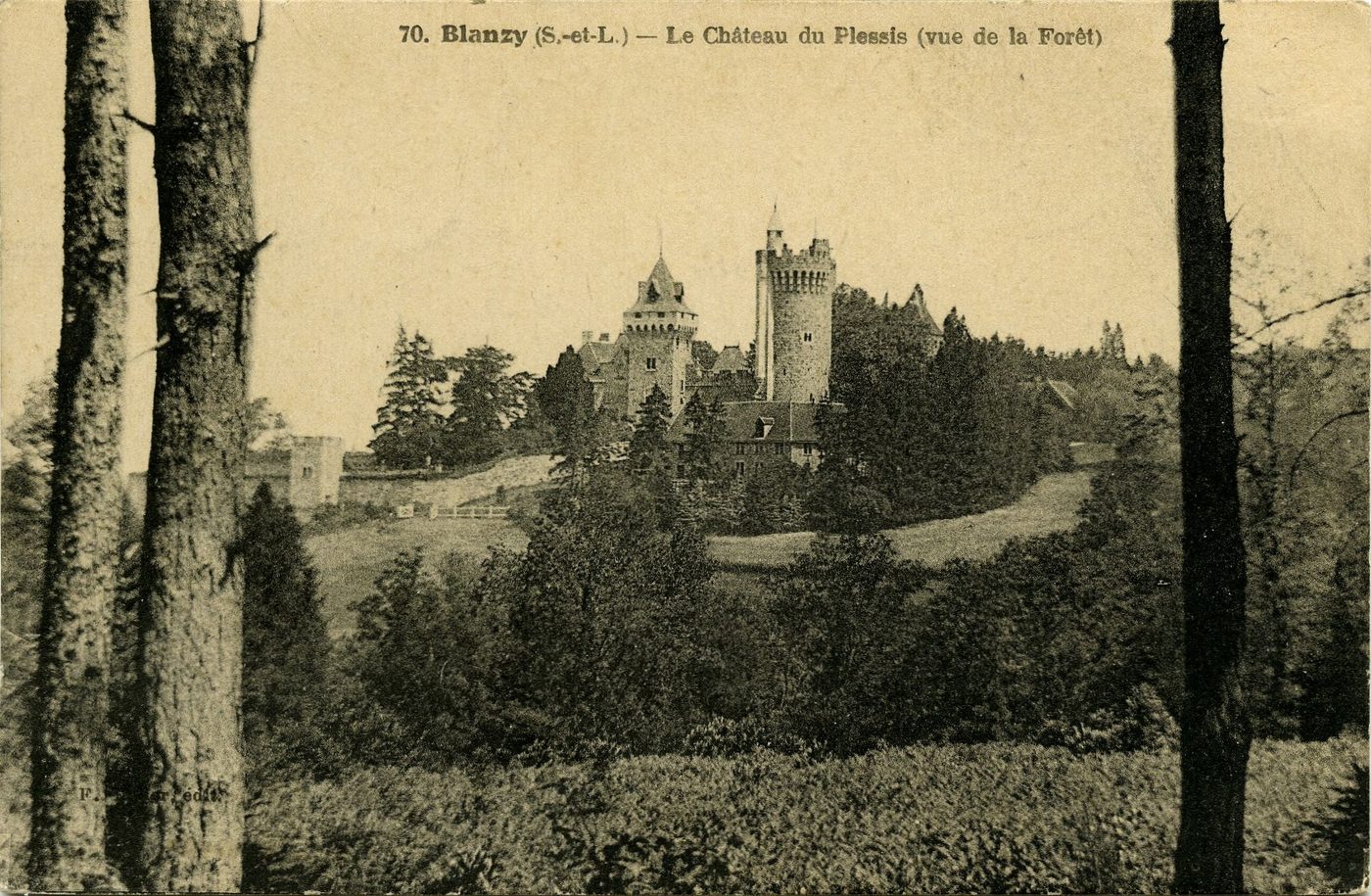 Blanzy. Le château du Plessis (vue de la forêt).