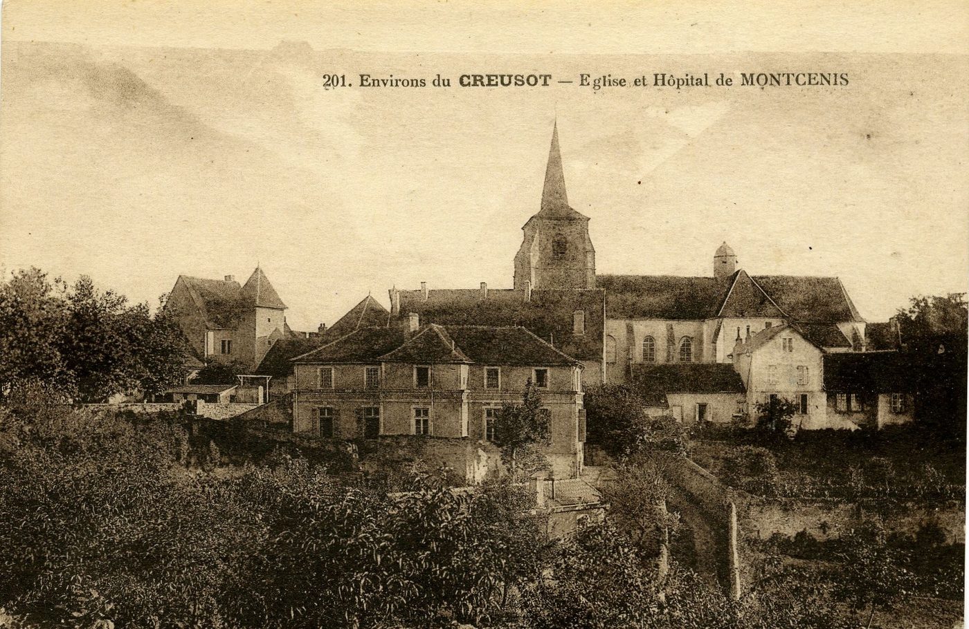 Environs du Creusot. Eglise et hôpital de Montcenis.